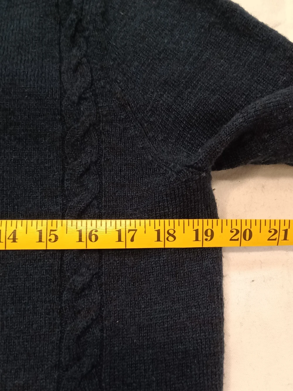 J. Crew Cable-Knit Crewneck Wool Med Slim Sweater Navy Blue Elbow Patches